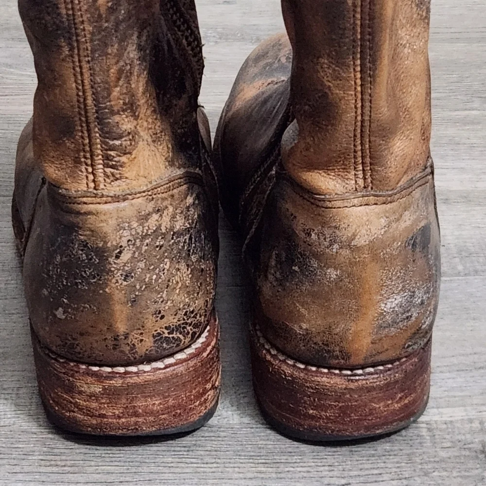 BED STU Leather Tan/Black‎ Distressed Tall Boots